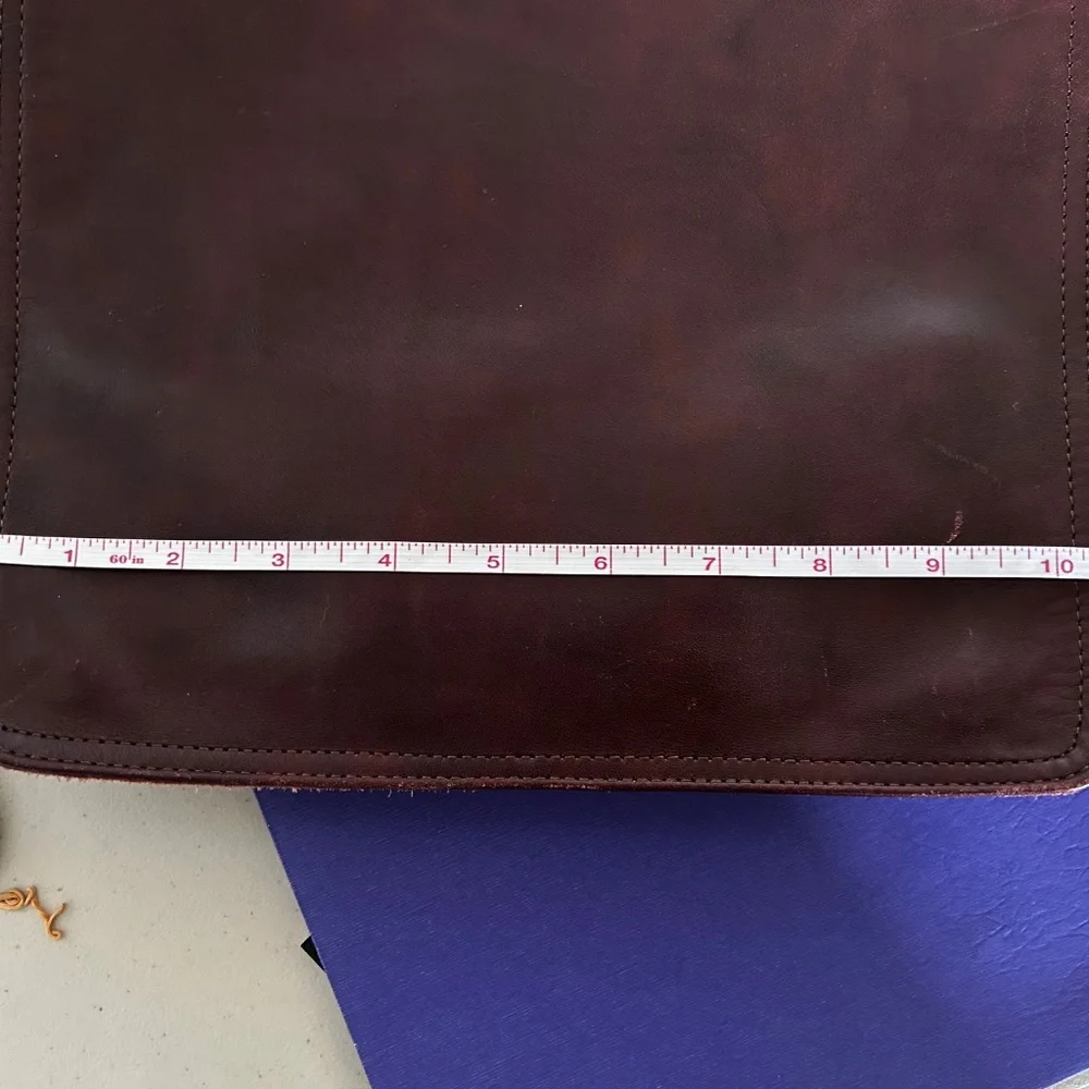 Burgundy Leather Messenger Bag - Unisex